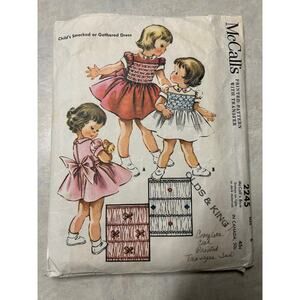 Vintage‎ 1958 McCalls Pattern #2245 Girl's Smocked dress Size 6